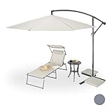 Relaxdays Parasol de Jardin 3 m pivotant et inclinable 38-mm mât en Acier Protection UV Baleines Stables Polyester, Nature, Beige, 300 x 305 x 330 cm