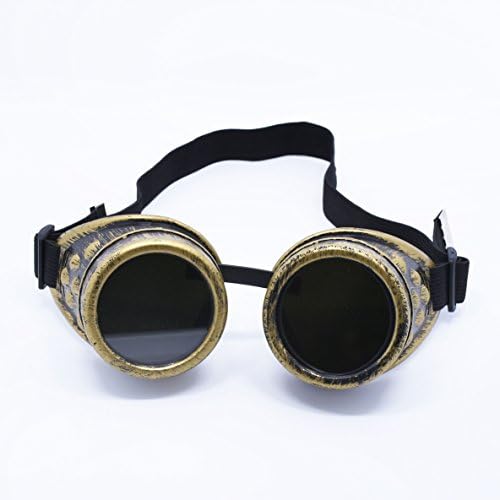 Buynew-Fashion Vintage Goggles Steampunk Welding Goth Cosplay Vintage Goggles Cyber Goggles Rave Victorian (brass)