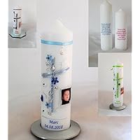 Taufkerze/Kommunionkerze, Geburtstagskerze,Patenkerze mit Engel(Perle) inkl.Foto,Name,Datum**Junge Mädchen