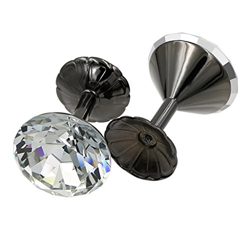 btsky ein Paar Extra Groß, 60 mm Glas Kristall Vorhang halten Rücken Raffhalter Wandhaken Quaste Halter mit Chrom Boden schwarz - 7