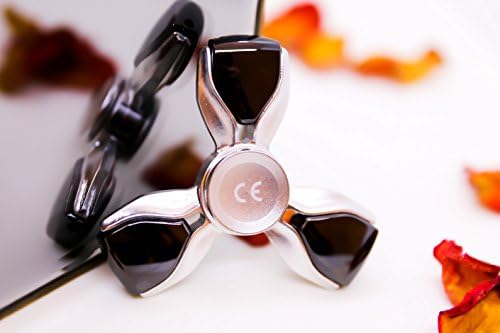 Butterfly Gyro Spinner by DYNETiCO – Hand Tri Finger Fidget Gadget Toy for the Creative Mind, Focusing under pressure, Stress relief, Anxiety, Autism, ADD, ADHD, 4+ Spin Time (Silver)