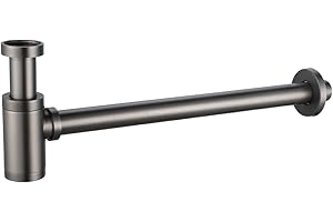 MICE COLLECTION MICE - Sifone per lavabo o bidet, set di scarico - trappola con apertura di pulizia + istruzioni di installazione - Sifone di design, sifone a tubo Black Gun Metal - SCL002/BGM