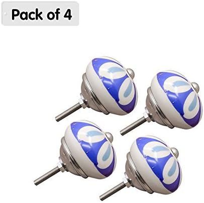 Zhi Jin 4Pcs Circle Cabinet Knob Handle Wheel Hand-painted Drawer Knobs Pulls Set Decoration Zephyranthes