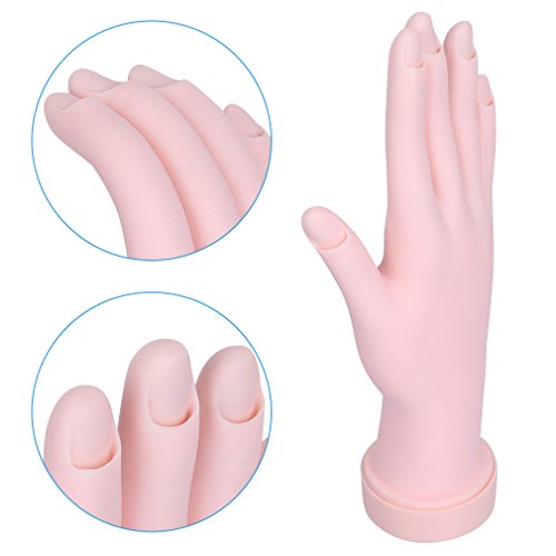 Elite99 Duable Trainer Training Movable False Model Hand Plastic Flectional Nail Art Acrylic Tip DIY Manicure Tool Oyster White