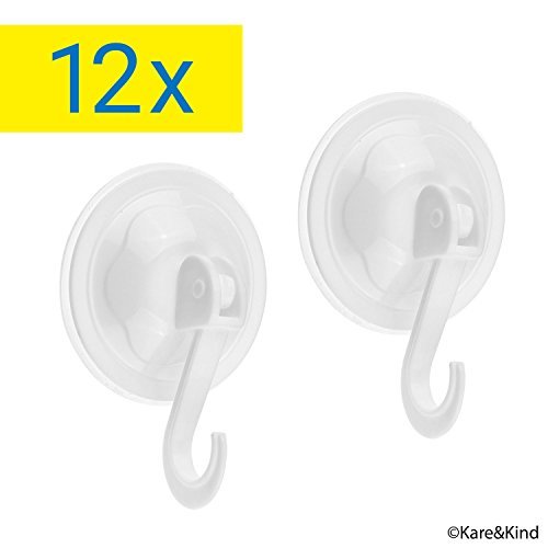 Crochets à Ventouse, Paquet de 12 - Système de Verrouillage - Puissance d'aspiration très élevée - Cintres idéaux pour la Cuisine ou la Salle de Bain - Serviettes, Peignoirs, Manteaux, poêles