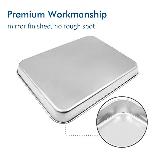 AckMond Tablett Edelstahl Backblech Kompakt Toaster Ofen Pfanne Tablett Ofengeschirr Professional, 20,3 x 25,4 x 2,5 cm, Heavy Duty & gesund, deep edge, Superior Spiegel Finish Spülmaschinenfest - 3