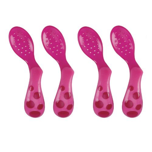 Sassy Less Mess Toddler Self-Feeding Spoon, 4 Pack - Pink