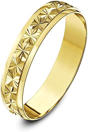 Theia9ct Gold Heavy Weight Star Centre Design DShape Wedding Ring for Men or Women