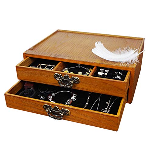 Preisvergleich Produktbild Holz Kosmetik Aufbewahrungsbox DREI Schublade Schminktisch Desktop Schmuck Hautpflege Staub 92 * 195 * 260mm