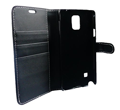 Emartbuy Samsung Galaxy Note 4 Premium PU Leather Funda Wallet Soporte Carcasa Case Cover PU Cuero Negro con Tarjeta de Cr  dito Slots