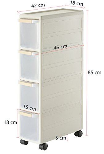 Orolay Estantería de Cocina estantería de baño con Ruedas 4 cajones (Gris)