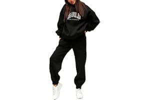 Tomwell Femmes Survêtement Ensemble 2Pcs Suit Mode Ample Manches Longues Sweatshirt Hiver Chaude Sweats à Capuche Et Jogging Pantalons Sportswear Femme Yoga Fitness Dormir