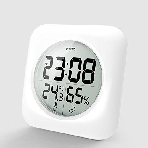 BOOMYOURS Badezimmer-Uhr mit digitalem Thermometer und Saugnapf, wasserdicht - 6