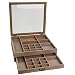 Produktbild BUTLERS Gutenberg Setzkasten aus Holz Vintage 40x36 cm - kleine Sammlervitrine mit Deckel und Glasscheibe