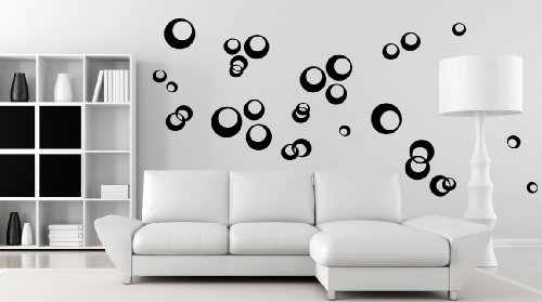 30 Stück Retro Dots Kreise Ringe Deko - Wandtattoo Wandaufkleber Aufkleber B118-V (apfelgrün)