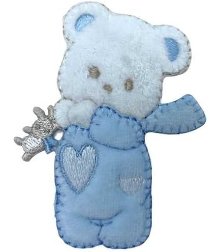 Applicazione Termoadesiva Baby Orsetto Con Stella In Velluto - 12x11 Cm - Colore Beige - Per Personalizzare Copertine, Grembiuli E Lenzuolini - 2