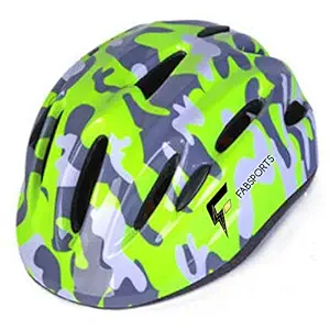 FABSPORTS Camouflage Printed Safety Helmet for Kids-Boys & Girls (5-12 Years), Light Weight Bicycle/Bike Helmet, Adjustable Size, Superior Ventilation for Cycling/Skating/Skate Boarding