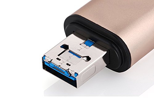 Jelly Comb USB3.0 SD TF Kartenleser mit Adapter 3-in-1 USB-A / Micro USB / USB-C Typ-C, SuperSpeed Memory Card Reader USB Kartenlesegerät für Micro SD/SDXC TF Kartee, Gold - 3