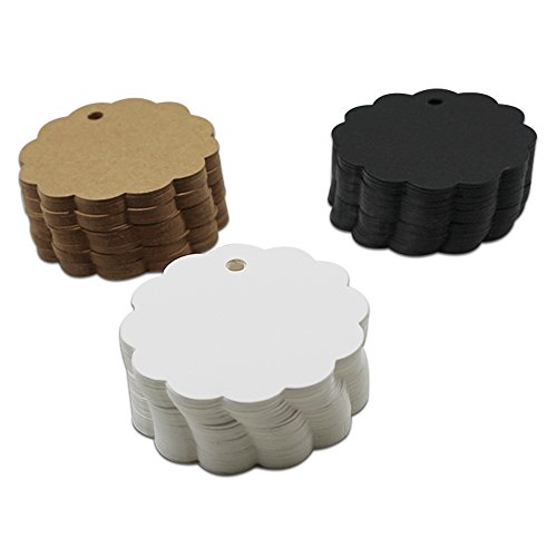 6x6cm (2.3″x2.3″) 200 Stück Kleine Blume Kraft Geschenk Anhänger Papieranhänger Tags Labels Hochzeit Party Etikett Selbstgestalten Preisetiketten Preisschild Schilder Kofferanhänger DIY Handwerk Schild (Weiß) - 2