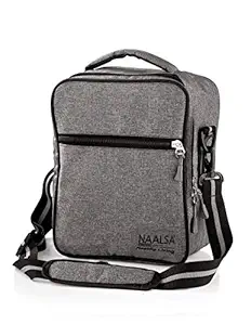 NAALSA ? DESTINO PRO Tiffin Lunch Travel Storage Bag for Office College School Men, Women and Kids (Light Grey)