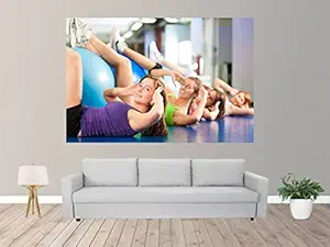 Shoelific Exercising Girls Modern Design Vinyl Painting for Living Room, Bedroom, Hall, Study Room, Table, Home Decor, Office (Self Adhesive, Waterproof) (8180_5 x 3 Feet_P)