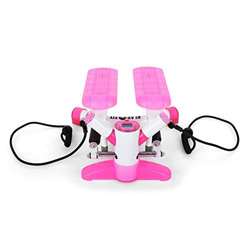 Klarfit Powersteps Aerobic Stepper Twist-Stepper mit Bändern (inkl. Trainingscomputer, 2 Expander-Bänder, Anzeige: Kalorien Schrittzahl) schwarz blau rosa oder silber - 2