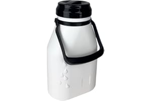 METROX Jarra de leche de plástico de 2 litros con cierre de rosca denso, botella de leche a prueba de fugas y para todos los alimentos líquidos, apta para lavavajillas, color blanco