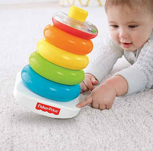 Fisher-Price Pyramide Arc-en-Ciel Jouet Bébé, Favorise la Coordination des Gestes et l'Apprentissage des Couleurs, 6 Mois et Plus, FHC92 – Image 3