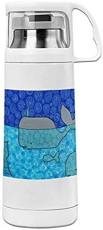 iMissY Cute Whale In The Water Stainless Steel Vacuum Travel Mug With Handle Cup White Water Bottle (350ml)