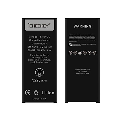 ICHECKEY 3220mAH Batterie Interne pour Samsung Galaxy Note 4 Batterie EB-BN910BBE d origine de Lithium-ION Remplacement SM-N910F SM-N9100 SM-N910H SM-N910N sans NFC