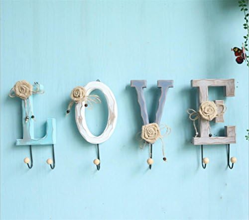 KKLL Robe hook Wood Personality HOME LOVE Clothing and headgear Hook Wall Decoration Hat Racks (pack of 2) , b