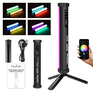 Photography Lighting Wand,R6 Handheld RGB LED Tube Light,LED Video Light Stick for video conference with Mini Tripod,Magnetic,app control, 360 degreefull color,CRI 96+,Dimmable 3200k-7500K,9 Scenes Effects