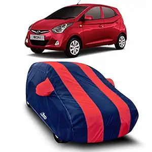 DREAM STORE - Water Resistant - dust Proof - car Body Cover for Hyundai Eon car Cover - Water Resistant UV Proof - car Body Cover (Strips Red with Mirror Pockets)