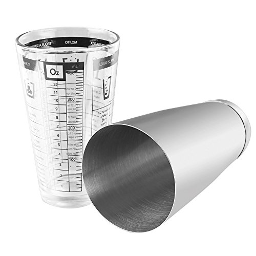 Homdox 400 ml Edelstahl und Glas Cocktail Shaker, Martini/Boston/Helfen/Whisky/Barkeeper Shaker, Messbecher Drink mischen - 4