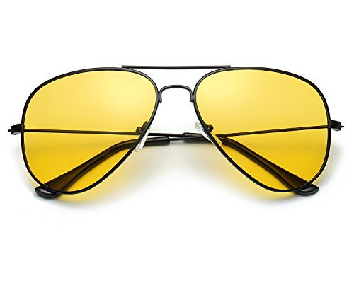 Red Peony Gafas De Sol Amarillas Conducir Nocturnas polarizadas Gafas de sol de aviador Protección UV 400 (A/negro)
