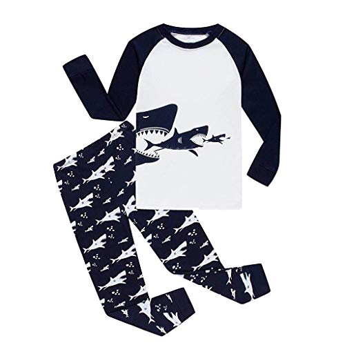 Boys Clothes, SHOBDW Toddler Baby Girls Boys Pajamas Casual Long Sleeve Cartoon Shark Tops + Pants Cotton Sleepwear Outfits