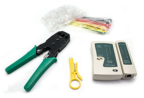 Preisvergleich Produktbild Kit Crimpadora+Tester Lan+Pelacables+100 RJ45+100 Bridas BIWOND