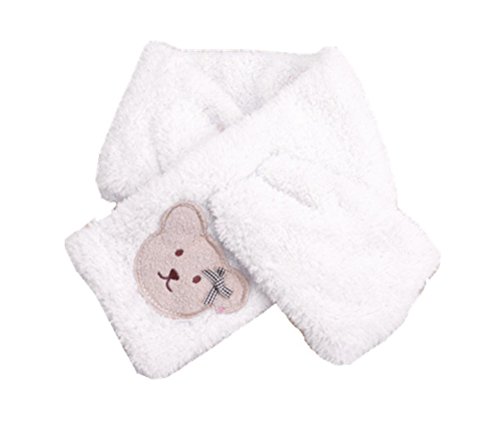 Moolecole Cute Kids Scarf Children Baby Girls Boys Coral Fleece Scarves Neckchief Muffler Soft Scarf White Bear
