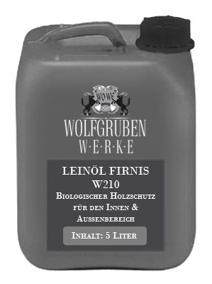 LEINÖLFIRNIS 5L HOLZÖL FARBLOS FIRNIS HOLZ HOLZPFLEGEÖL LEINÖL BIOLOGISCH GIFTFREI PFLEGE ÖL HOLZ WOLFGRUBEN WERKE W210
