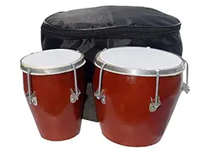 GT manufacturers Professional Two Piece Hand Made Wooden Bango Drum Set With Cover 03 (Brown)