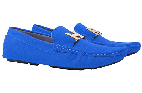 Santimon Herren Schuhe Hausschuhe Slipper Mokassins Casual Business Leder Bummler Fahren Gold Buckle Blau 44 EU Santimon Herren Schuhe Hausschuhe Slipper Mokassins Casual Business Leder Bummler Fahren Gold Buckle Blau 44 EU