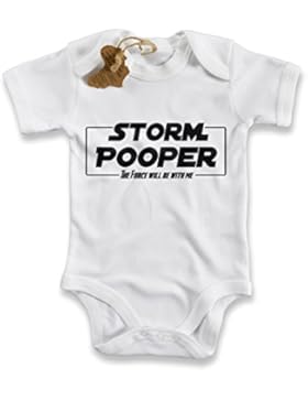 net-shirts Organic Baby Body mit STORM POOPER Aufdruck Spruch lustig trooper Strampler Babybekleidung aus Bio-Baumwolle...