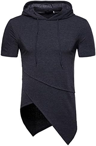 OXFLY Men's Hipster Hip Hop Longline Irregular Zipper Hoodie T-Shirts