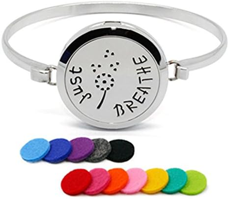 "Just Breathe" 316L Stainless Steel Locket Aromatherapy Magnetic Aromatherapy Essential Oil Diffuser Bracelet