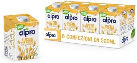ALPRO CLASSICO, Bevanda all'AVENA, Alternativa Vegetale al Latte, Naturalmente Senza Lattosio, con Vitamine B2, B12 e D2-8 Confezioni da 500 ml
