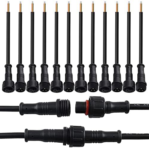 GZLFH Conectores estancos, 8 Pares de enchufes de 3 Pines, Conectores Impermeables IP65 con Cable de extensión 16AWG 20CM para focos solares, lámparas de jardín, Tiras de luz LED