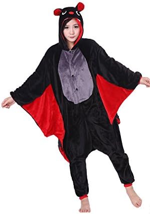iKneu Costume Cosplay Homewear Lounge Wear Kigurumi Onesie Pajamas Jumpsuit (S For height:57"-61, Bat)