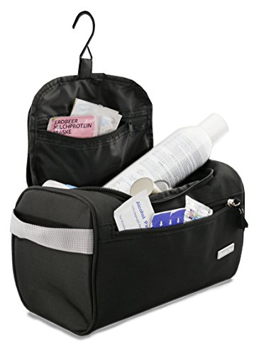 Kulturbeutel Kulturtasche | Wasserabweisend | Metall-Hake zum Aufhängen | Rechteck | Unisex | Der&Dies Premium Kulturbeutel mit vielen Plätzen und extra Länge für unterwegs - 3