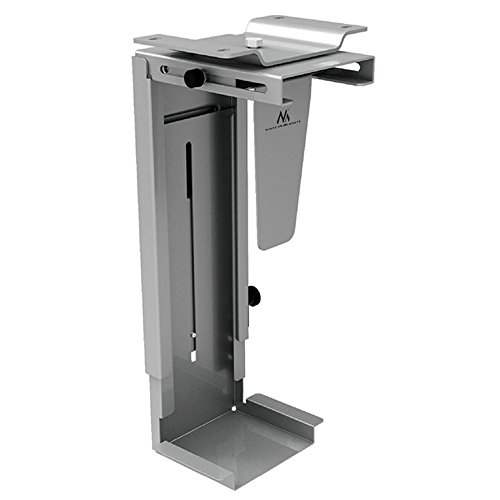 Maclean MC-713 Computer Halter für Schreibtisch Platzsparende PC Halterung Universal-Schienen Untertisch PC-Halter (Silber) - 4