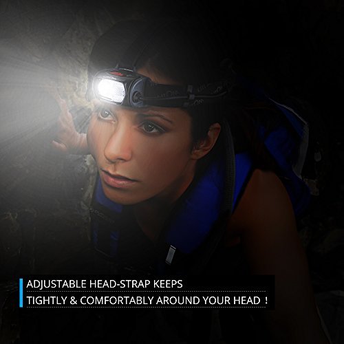 Litom Stirnlampe Taschenlampe mit weiß/rot LED Gestenkontrolle, IPX6 wasserdicht Kopflampe, Batterie betriebene LED Headlight für Laufen, Höhlenforschung, Joggen, Camping usw. - 8